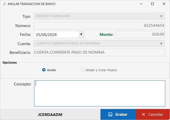 Formulario de Anulación de Transacción Bancaria