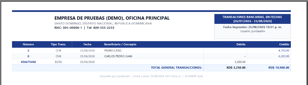 Reporte Oficial de Transacciones Bancarias