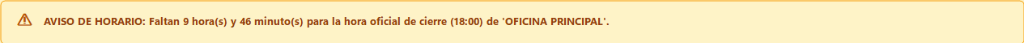 Aviso de Horario de Cierre