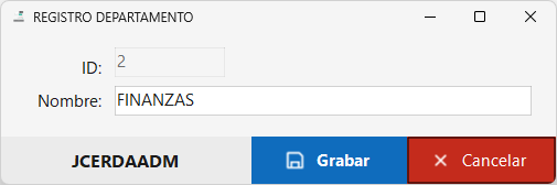 Registro de Departamento