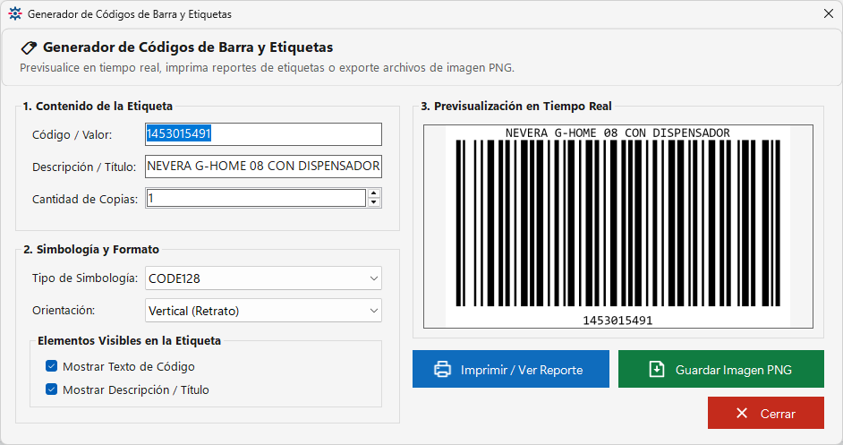 Generador de Códigos de Barra y Etiquetas